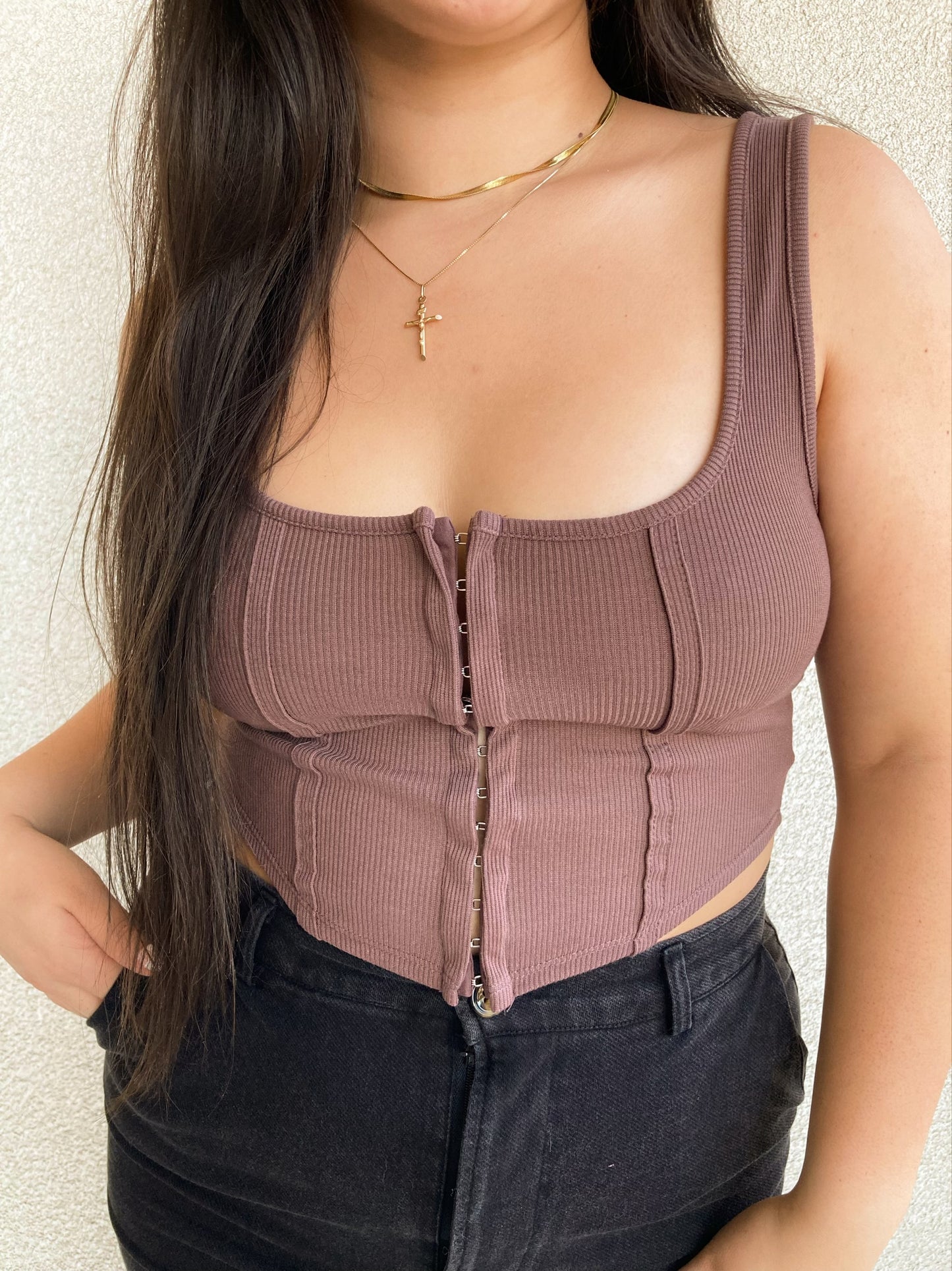 Genevieve Ribbed Corset Top